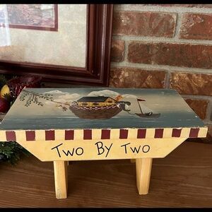 Rare Vintage 1970’s Noah’s Ark Solid Wood Bench